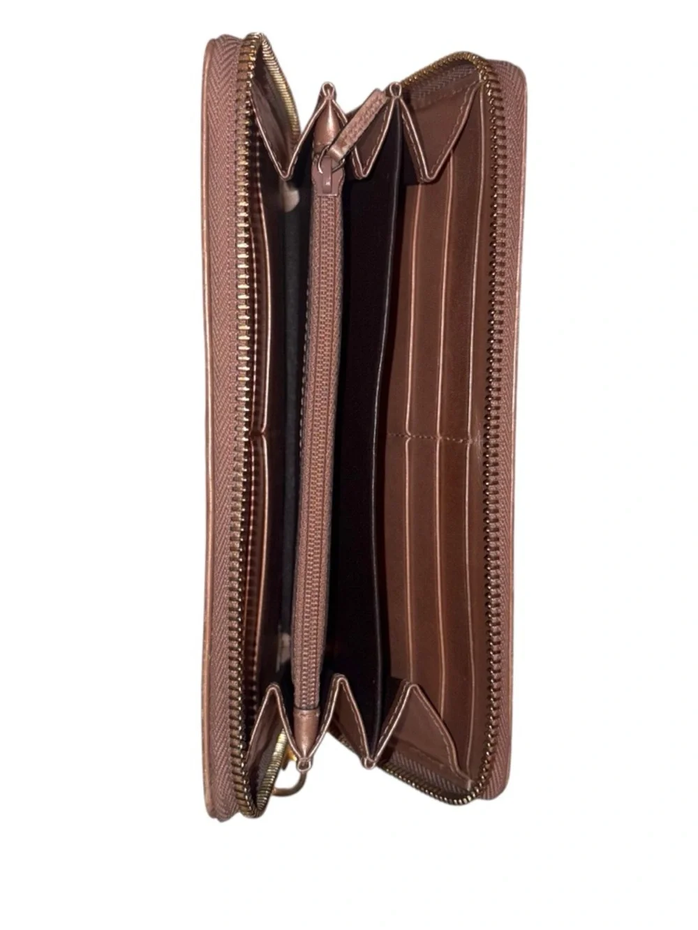 Authentic Gucci Guccissima Leather Zip-Around Wallet Metallic Bronze - Picture 3 of 12